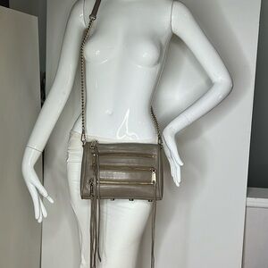 Rebecca Minkoff Fivezip Five Zip Taupe Gray Pebbled Leather Crossbody